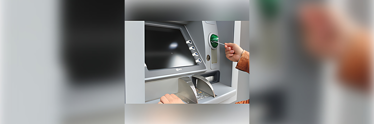 Geldautomat mit Mastercard-Logo, der die einfache Bargeldabhebung veranschaulicht.