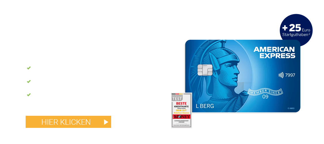 AMEX Blue Card, 25 EUR Startguthaben